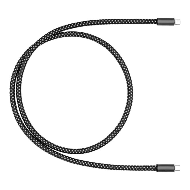 Werbeartikel Ladekabel Volt mit Gravur – recyceltes USB-C Kabel – Grau – leistungsstarkes Zubehör für Laptops und Smartphones