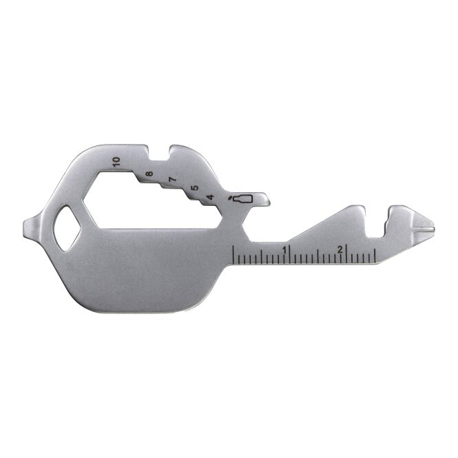 Werbeartikel Kee Multitool mit Gravur – Silber – praktisches Edelstahl-Werkzeug für Unternehmen