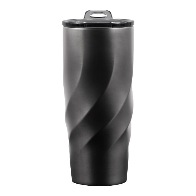 Kundengeschenk Thermobecher BrandCharger Vortex Calix XL – grau – mit Logodruck 500 ml nachhaltiger Edelstahl für das Mitarbeiter-Onboarding