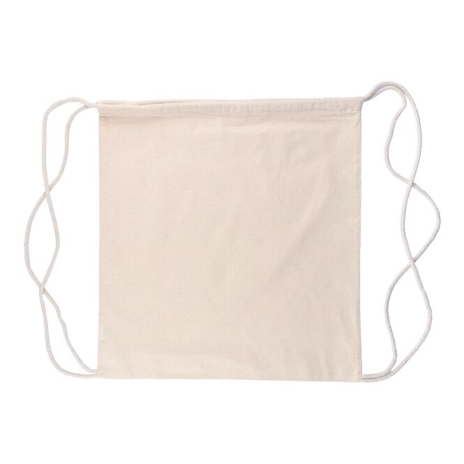 Werbeartikel Rucksack Georgia mit Logodruck – Beige – Oeko-Tex Baumwollbeutel für Firmen & Messen