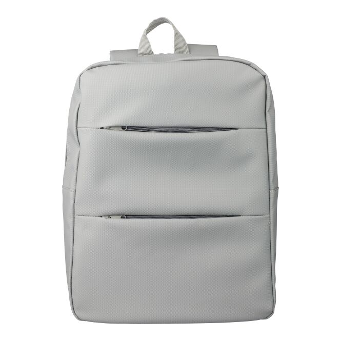 Firmengeschenk Laptop-Rucksack Felicia mit Logodruck – 15 Zoll wasserabweisend – Grau – robuster Business-Rucksack für Mitarbeiter