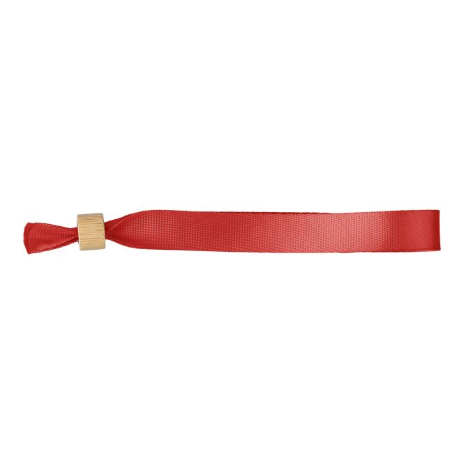 Giveaway Handgelenkschnur Tarian – rot – mit Logo bedruckt 34 x 1,5 cm rPET 300D mit Bambusclip reflektierendes Schnappband für Events