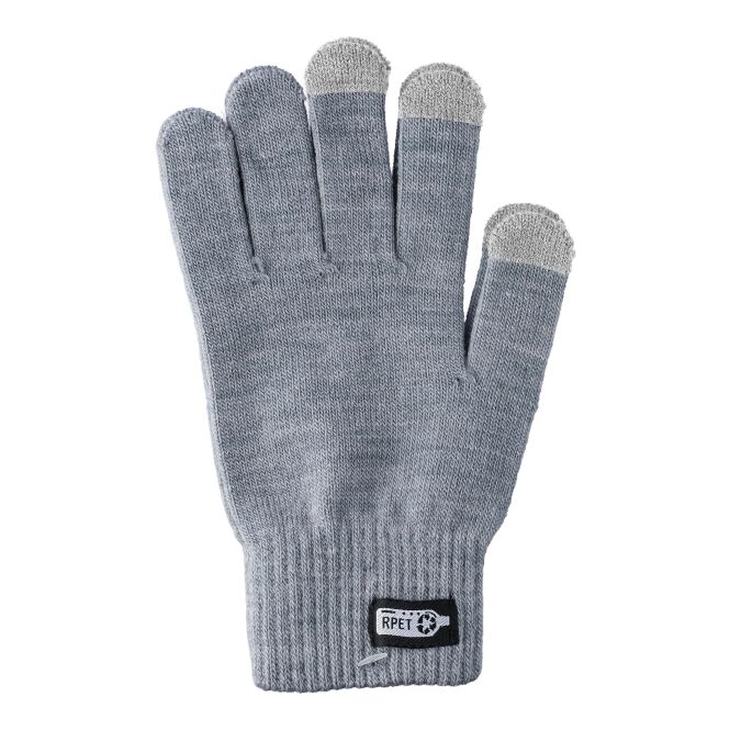 Werbeartikel Handschuhe Nira mit Logodruck – Grau – leitfähiges Zubehör für Messen und Büro