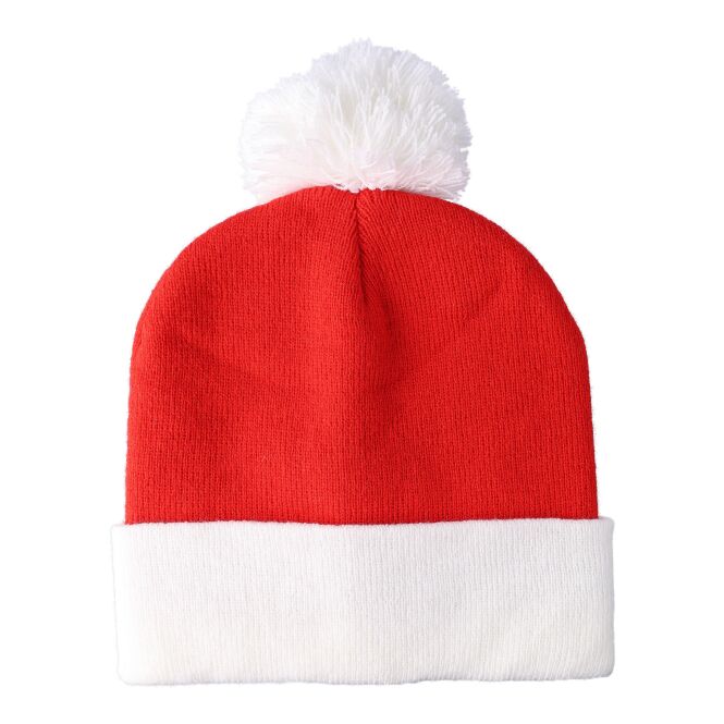Kundenpräsent Strickmütze Eleni mit Logostick – Rot – weihnachtliche Kopfbedeckung für Firmenfeiern