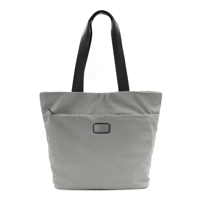 Werbeartikel Terra Tragetasche aus recyceltem Nylon mit Logodruck – Hellgrau – nachhaltige Alltagstasche für Business und Reisen