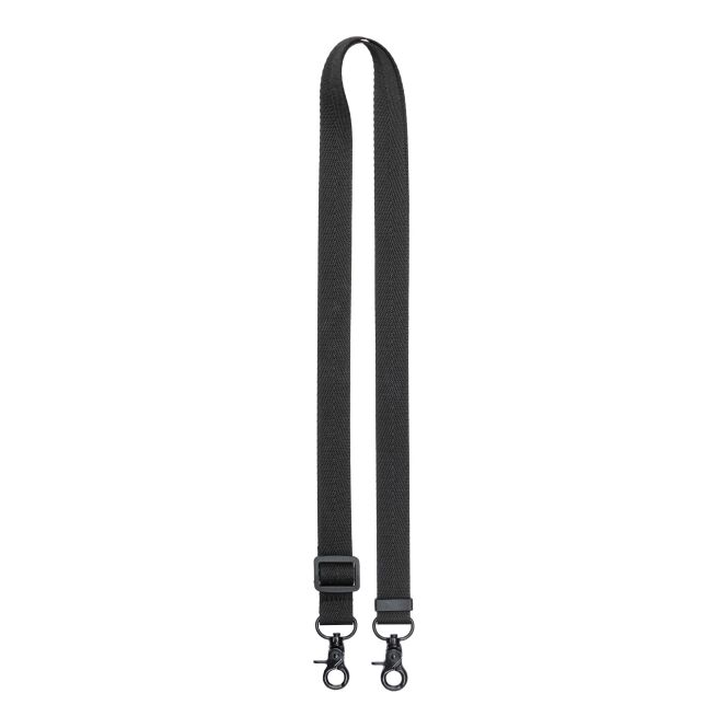 Werbeartikel Calix Schlüsselband mit Logodruck – Schwarz – rPET Lanyard für Messen und Büro