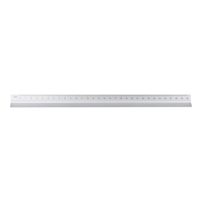 Werbeartikel Aluminium-Dreiecklineal Tavi 30 cm mit Gravur – Silber – präzises Messwerkzeug für Architekten und Büro