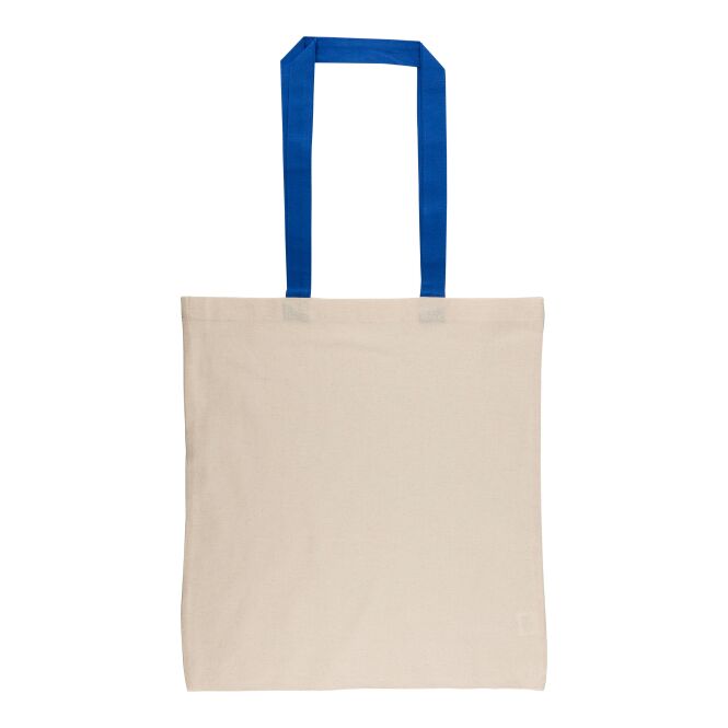 Werbeartikel Einkaufstasche Maris mit Logodruck – 38x42 cm – Blau – Oeko-Tex Baumwolltasche als nachhaltige Tragetasche für Messen und Büro
