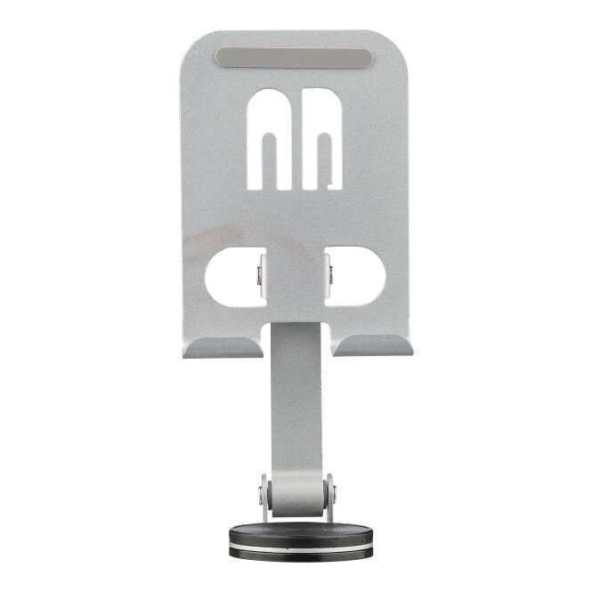 Werbeartikel Handyhalter Anieke mit Gravur – Silber – stabiler Halter für Büro und Homeoffice