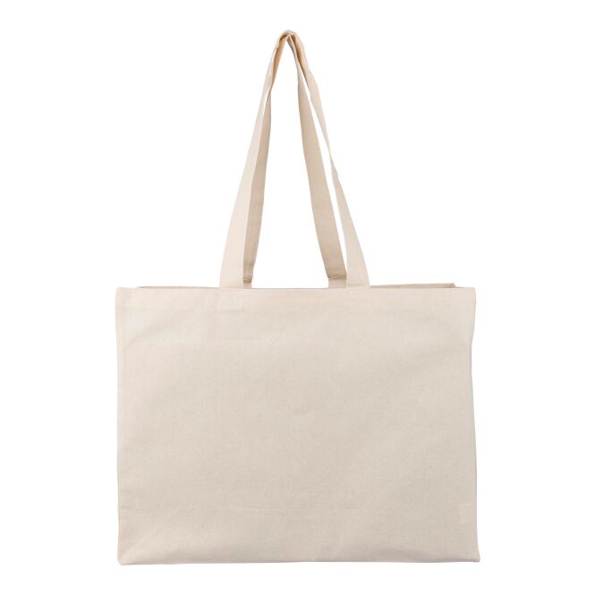 Werbemittel Baumwolltasche Novi mit Logodruck – 43x34x13 cm – Beige – nachhaltige Einkaufstasche für Unternehmen