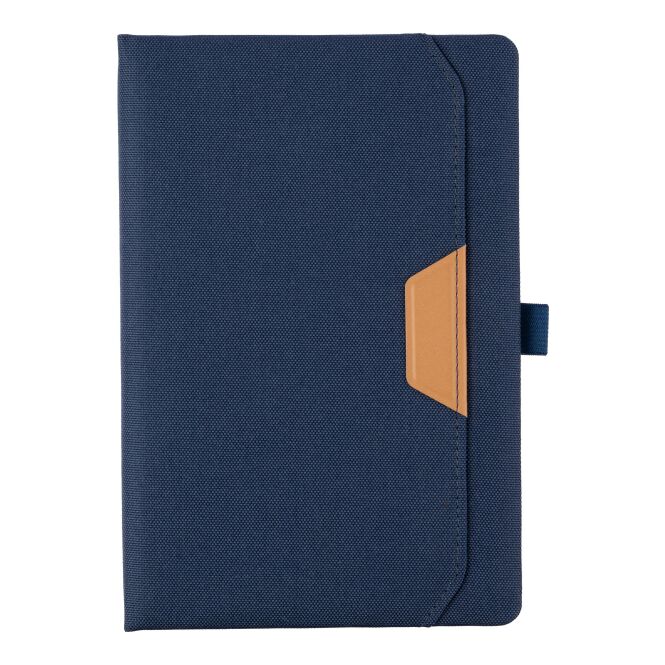Werbeartikel Notizbuch A5 Thorsten mit Logodruck – Blau – nachhaltiges Schreibbuch für Büro und Konferenzen