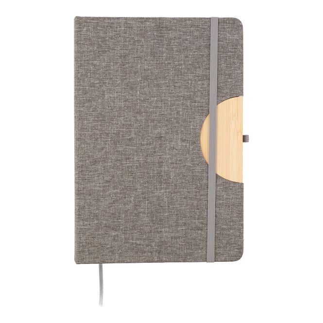 Firmengeschenk Notizbuch Ernst DIN A5 – grau – mit Logo bedruckt nachhaltig aus recyceltem rPET für den Büroalltag