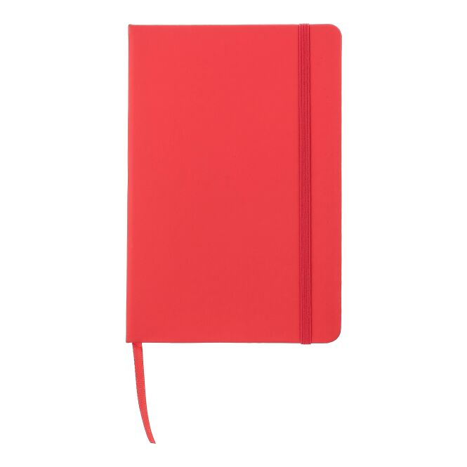 Firmengeschenk Notizbuch Bradley – rot – mit individuellem Werbedruck, 100% recyceltes PU, FSC-Mix, 96 Seiten, nachhaltiges Journal