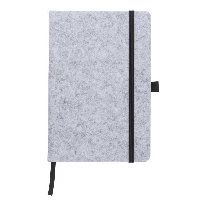 Kundengeschenk Notizbuch Harper – grau – mit Logo bedruckt DIN A5 nachhaltig mit FSC-Papier für Meetings & Konferenzen