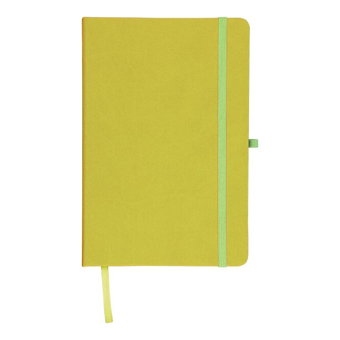 Firmengeschenk Notizbuch Bloom A5 – limone – mit Lasergravur 80 linierte Seiten FSC-zertifiziertes Papier nachhaltiges Journal