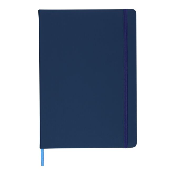 Firmengeschenk Notizbuch Azure – blau – mit individuellem Werbedruck 96 linierte Seiten FSC-zertifiziertes Papier 65g nachhaltiges Journal für