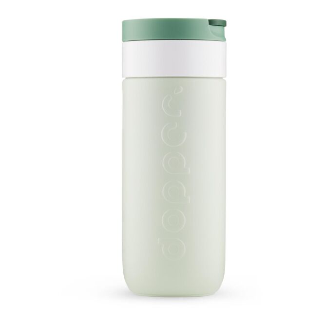 Werbeartikel Kaffee to go Becher Dopper – waldgrün – mit Logo bedruckt 400 ml nachhaltiger Edelstahl für das Mitarbeiter-Onboarding