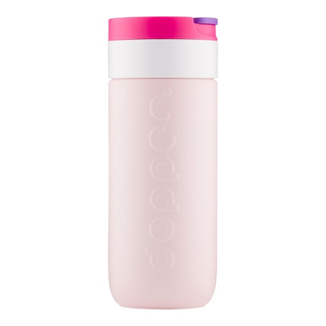Werbeartikel Kaffee to go Becher Dopper Reisebecher – beerenrosa – mit Logo bedruckt 400 ml nachhaltig für das Büro