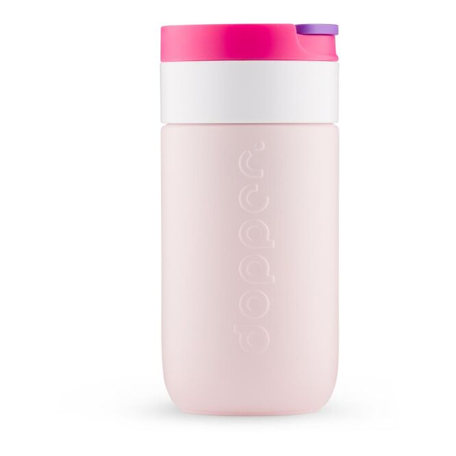 Werbeartikel Kaffee to go Becher Dopper Reisebecher – beerenrosa – mit Logo bedruckt 300 ml nachhaltig für das Mitarbeiter-Onboarding