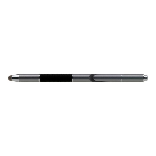 Werbeartikel Styllo 2 mit Gravur – Grau – professioneller 3-in-1 Touchpen für Büro und Kunden