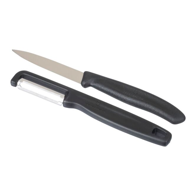 Firmengeschenk Victorinox Tranchierset mit Gravur – Schwarz – 2-teiliges Küchenset für Profis und Bürobedarf