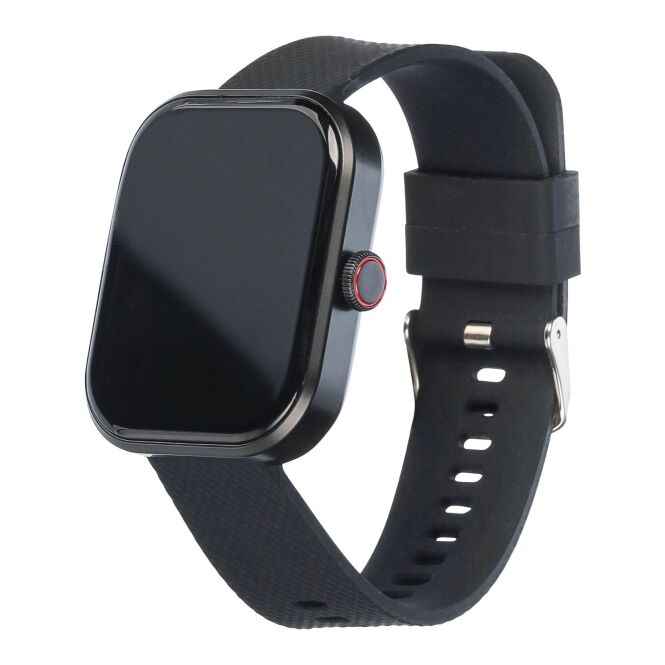 Kundengeschenk Armbanduhr Zeno – schwarz – mit Logo bedruckt, 2.0-Zoll-TFT, IP65, Aktivitätsmessung, eleganter Zeitmesser