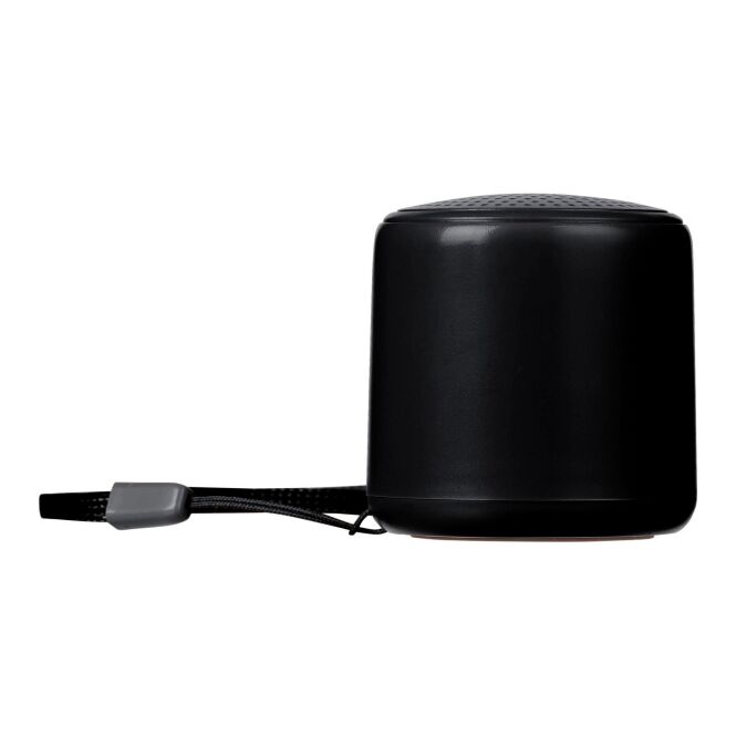 Mitarbeitergeschenk Bluetooth Lautsprecher Peblo – schwarz – mit Logo bedruckt 3W 300mAh USB-C nachhaltig für das Homeoffice