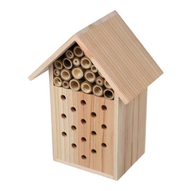 Firmengeschenk Bienenhaus Fahim aus nachhaltigem FSC-Holz – braun – mit Logo bedruckt für Messen & Promotion