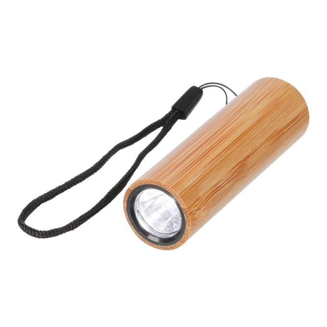 Mitarbeitergeschenk Taschenlampe Lumbo – braun – mit Werbedruck 120 Lumen COB-LED aufladbar via USB-C kompakter Lichtspender