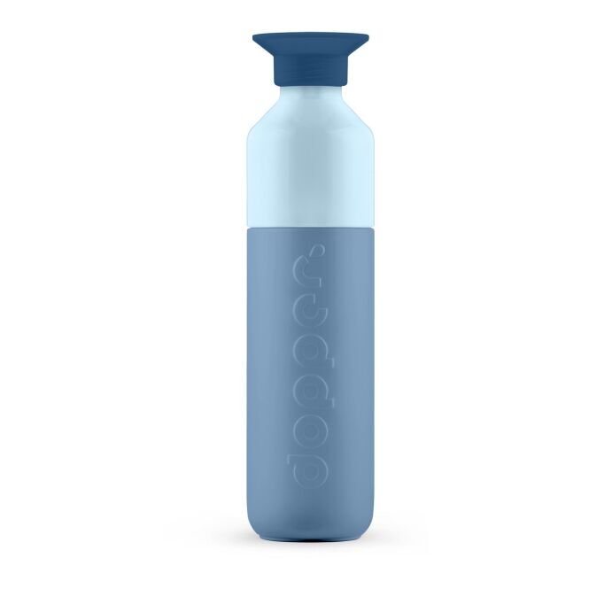 Firmengeschenk Dopper Steel Color – coastal blue – mit Logodruck 490ml nachhaltiger Edelstahl vakuumisoliert für Mitarbeiter-Onboarding