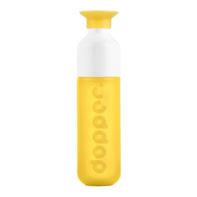 Firmengeschenk Trinkflasche Dopper Original – sunshine splash – mit Logodruck 450ml BPA-frei in NL nachhaltige Mehrwegflasche