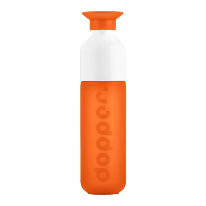 Firmengeschenk Trinkflasche Dopper Original – orange – mit individuellem Werbedruck 450ml, klimaneutral, Cradle to Cradle, nachhaltige Mehrwegflasche