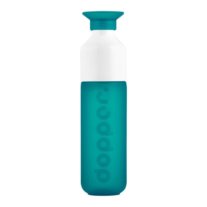 Firmengeschenk Trinkflasche Dopper Original – türkis – mit Logodruck 450ml Cradle to Cradle zertifiziert, nachhaltige Mehrwegflasche