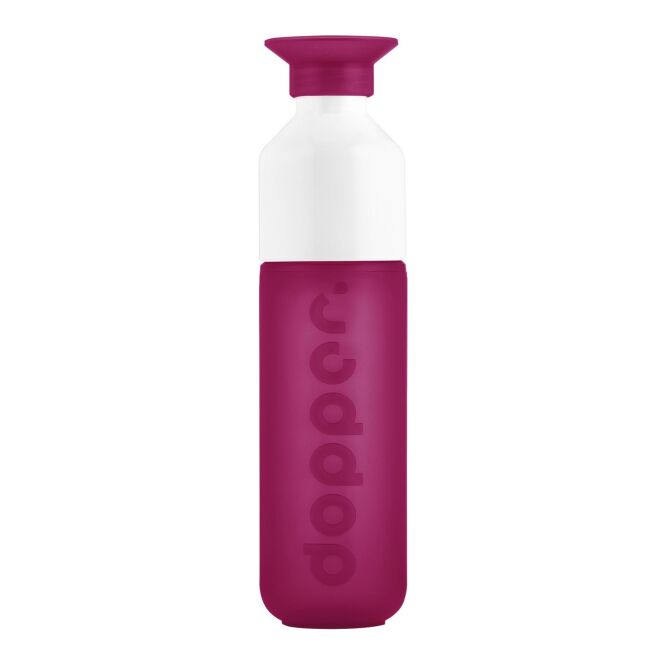 Firmengeschenk Trinkflasche Dopper Original – pink – mit Werbedruck 450ml 100% BPA-frei nachhaltige Mehrwegflasche für CSR-Promotions