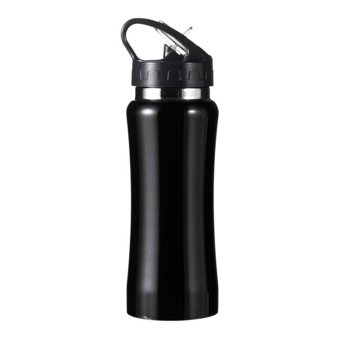 Firmengeschenk Trinkflasche Glauchau – schwarz – mit Gravur 600ml Edelstahl vakuumisoliert für den Außendienst und Besprechungsräume