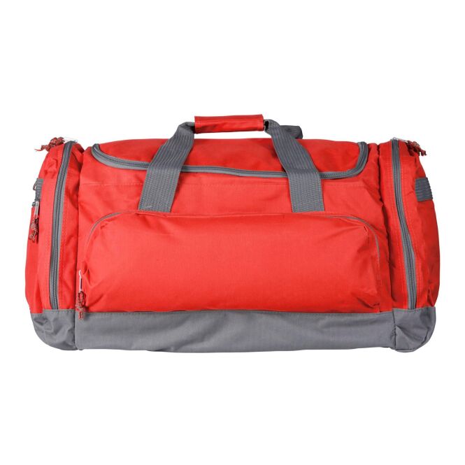 Werbeartikel Sporttasche Carribean mit Logodruck – Rot – robustes Polyester Reisegepäck für Firmen und Vereine