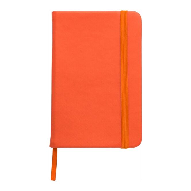 Werbeartikel Notizbuch Dita – orange – mit Logo bedruckt DIN A6 nachhaltig recycelt FSC-zertifiziert für Meetings & Konferenzen