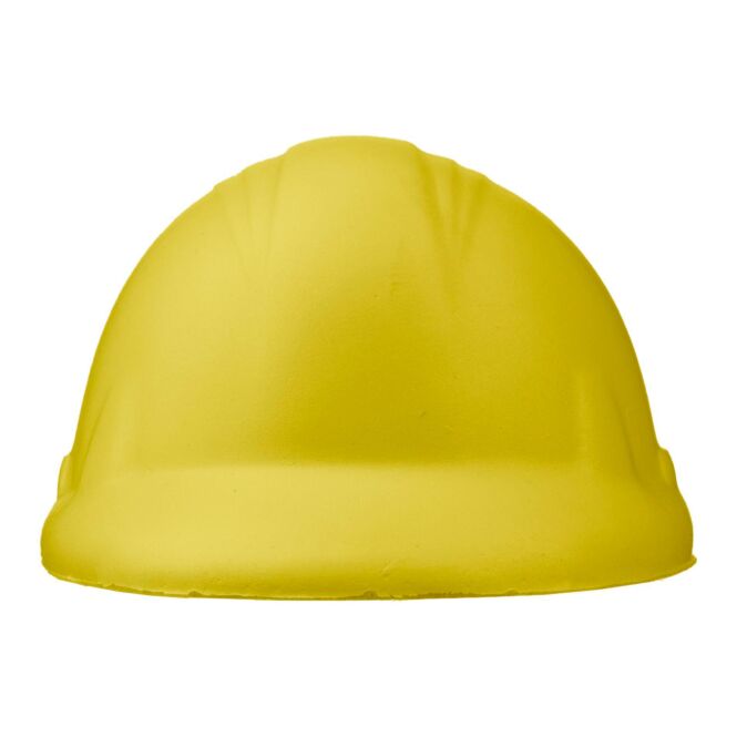Werbeartikel Anti-Stress Bauhelm Bobby mit Logodruck – Gelb – hilfreicher Stresskiller für Büro und Baustelle