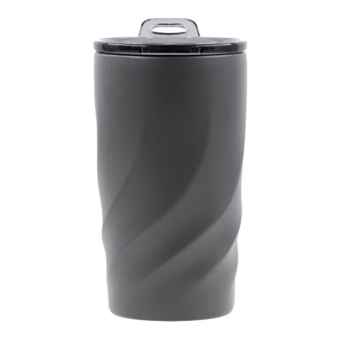 Firmengeschenk Vortex Calix Ceramica Reisebecher mit Gravur – 400 ml – Grau – auslaufsicherer Thermobecher für Büro und Konferenzen