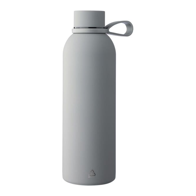 Werbeartikel Trinkflasche Sena mit Gravur – 500 ml doppelwandig – Grau – Vakuum-Isolierflasche aus Edelstahl für Firmen