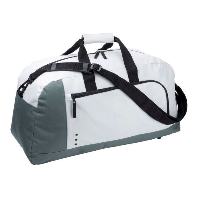 Werbeartikel Sporttasche Premium mit Logodruck – Schwarz – robuste Reisetasche aus 600D Polyester für Sportvereine und Firmen-Events