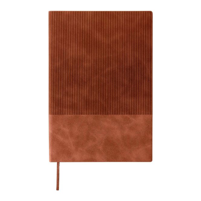 Werbeartikel Notizbuch A5 Elian mit Logoprägung – Braun – nachhaltiges Schreibheft für Büro und Konferenzen