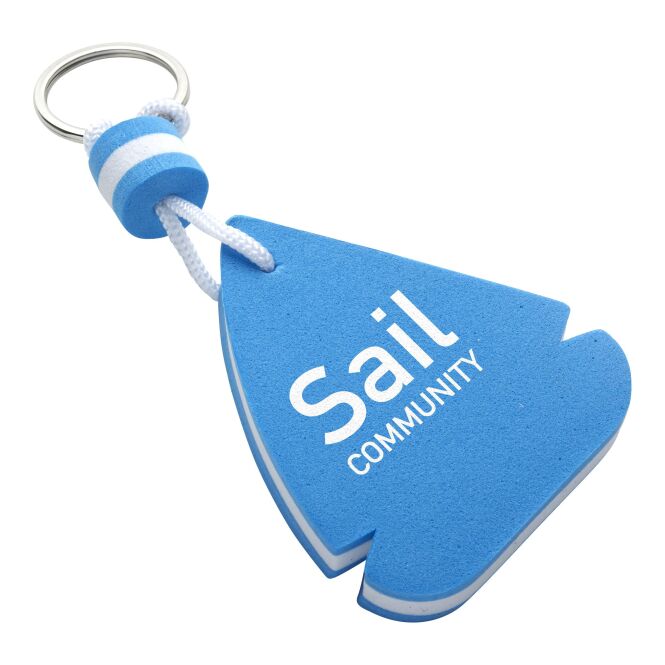 Werbeartikel Schlüsselanhänger Sailing mit Logodruck – Blau/Weiß – wassertauglicher Anhänger aus EVA für Firmen und Events