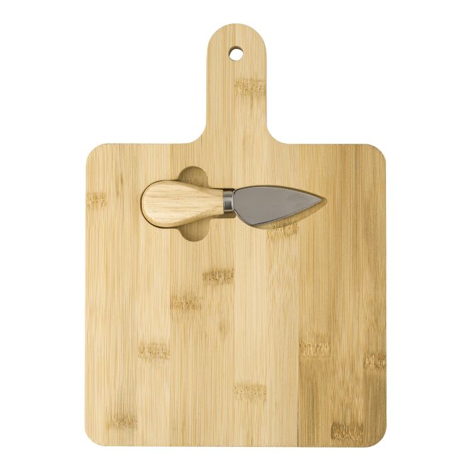 Firmengeschenk Käsebrett Bambus mit Gravur – Braun – Servierbrett für Gastronomie und Büro