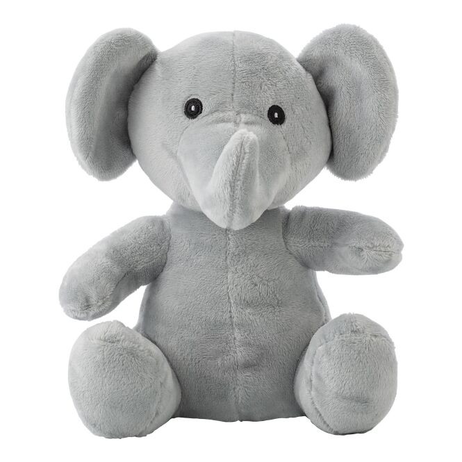 Werbeartikel Plüschelefant mit Logodruck – Grau – kuscheliges Maskottchen für Firmen und Messen