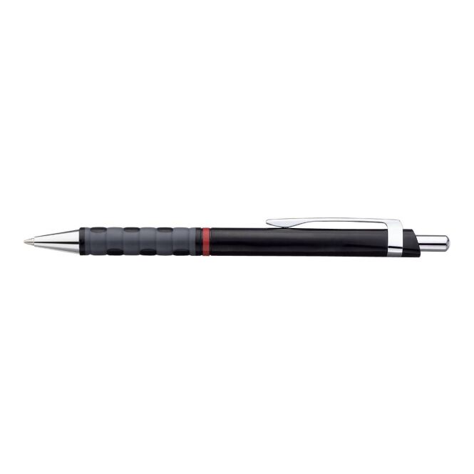 Werbeartikel rOtring ABS Kugelschreiber – schwarz – mit Logo bedruckt blau schreibend für die Büroausstattung