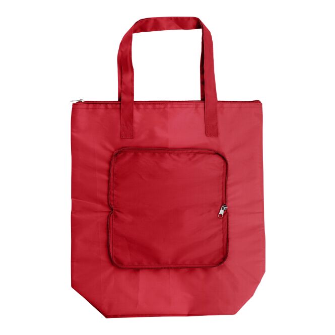 Werbeartikel Kühltasche aus Polyester mit Logodruck – Rot – isolierende Kühltasche für Veranstaltungen und Firmen