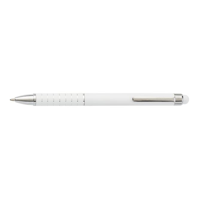 Kundengeschenk Metall-Kugelschreiber Oliver Speedtouch – weiß – mit Gravur, Drehkugelschreiber mit Touch-Pen, blau schreibend für Büroalltag