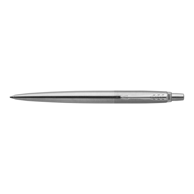 Kundengeschenk Parker Jotter – silber – mit Gravur blau schreibender Druckkugelschreiber für den Büroalltag
