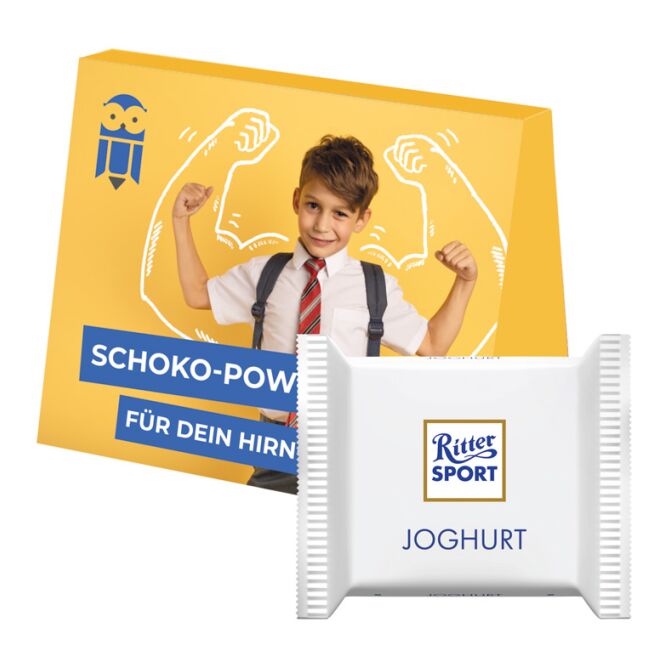 Premium-Werbeartikel Ritter SPORT Midi Werbekarte – mit schokolade – inkl. Werbeaufdruck für Geschäftspartner als hochwertiges Firmengeschenk